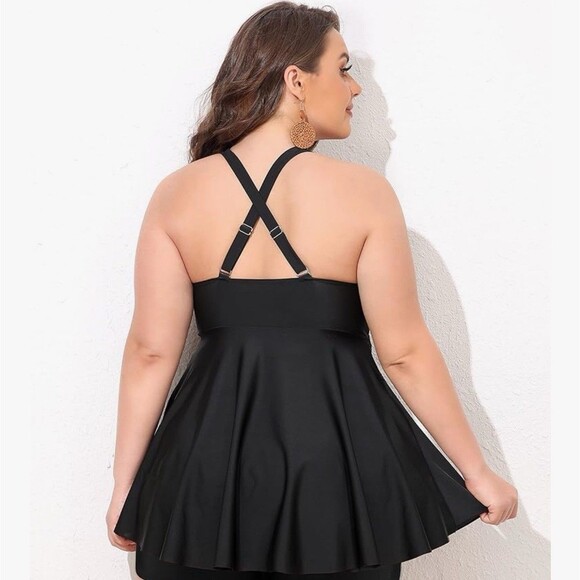 NIeyook Plus Size Swimsuit Tankini Bathing Suit Tummy Control top black size 22W - Picture 4 of 13